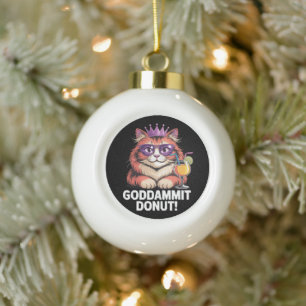 Adorno De Cerámica Tipo Bola Meme de gato princesa de donut de mujer