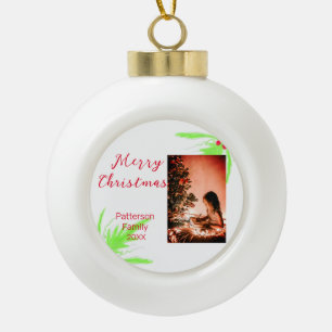 Adorno De Cerámica Tipo Bola Merry Bright Navidades agregan nombre de familia a