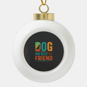 Adorno De Cerámica Tipo Bola Mi perro mi mejor amigo diseño retro