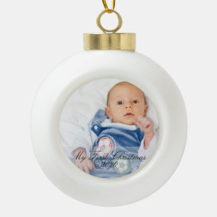 Adorno De Cerámica Tipo Bola Mi primer bebé navideño