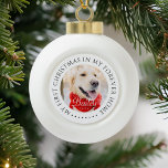Adorno De Cerámica Tipo Bola Mi primera Mascota navideña para siempre - moderna<br><div class="desc">Este diseño simple y clásico está compuesto por tipografía de la síspera y agrega una foto personalizado. "Mi primera Navidad en mi casa para siempre" rodea la foto del personalizado.</div>