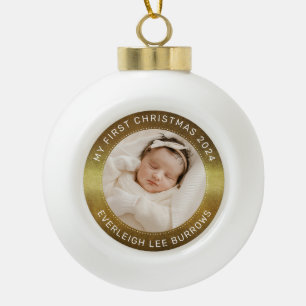 Adorno De Cerámica Tipo Bola Mi primera Navidad Blanca Personalizada Foto de be