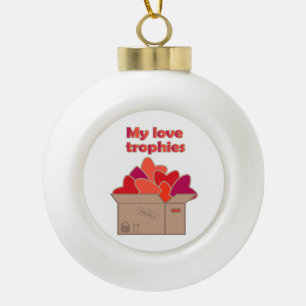 Adorno De Cerámica Tipo Bola Mis trofeos de amor en la caja llena de corazones 