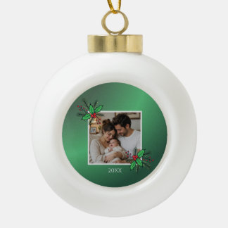 Adorno De Cerámica Tipo Bola Modern Floral Christmas Photo Frame