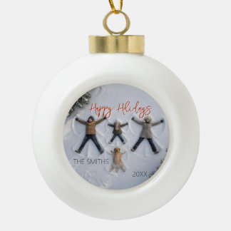 Adorno De Cerámica Tipo Bola Modern & Fun "Happy Holidays" Photo