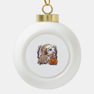 Adorno De Cerámica Tipo Bola Momia de Halloween Bulldog Francés Calabaza Carame