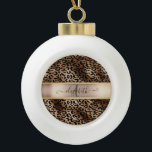 Adorno De Cerámica Tipo Bola Monograma de bronce negro patrón leopardo<br><div class="desc">Elegante patrón de leopardo sobre negro y bronce con tu monograma.La perfecta idea de regalo romántica. Haga clic en el botón Personalizar para cambiar fuentes,  mover texto y personalizar de su diseño.</div>