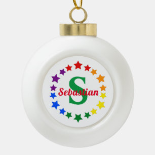 Adorno De Cerámica Tipo Bola Monograma y nombre de las estrellas del Orgullo Ga