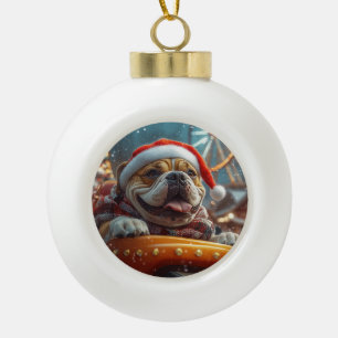 Adorno De Cerámica Tipo Bola Montaña Rusa De Perro Bullmastiff Navidad 