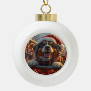 Adorno De Cerámica Tipo Bola Montaña Rusa Perro Bouvier des Flandres Navidad