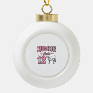 Adorno De Cerámica Tipo Bola Montando en Cumpleaños de 12 Caballos Diseño Vecto