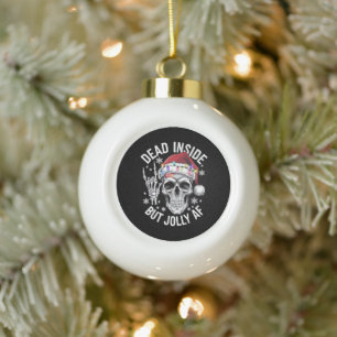 Adorno De Cerámica Tipo Bola Muerto por dentro pero alegre regalo de Navidad es