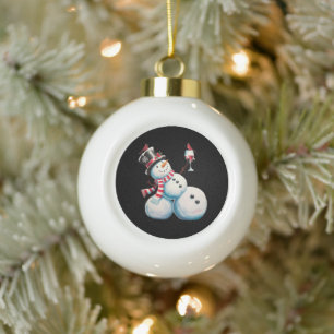 Adorno De Cerámica Tipo Bola Muñeco de Nieve con Vino Navidad Regalo Divertido 