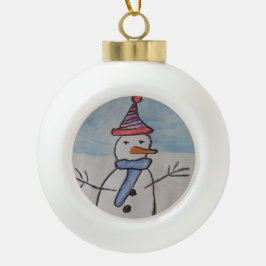 Adorno De Cerámica Tipo Bola Muñeco de Nieve Lindo