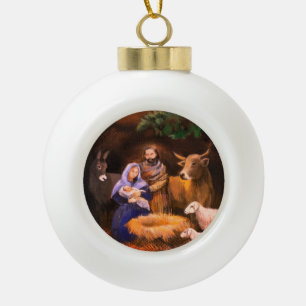 Adorno De Cerámica Tipo Bola Natividad navideña