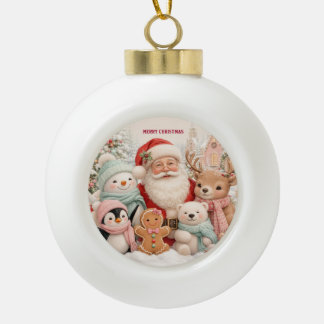 Adorno De Cerámica Tipo Bola Navidad adorable con Santa, Pingüino, Oso, Reno