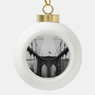 Adorno De Cerámica Tipo Bola Navidad blanco y negro del ornamento del puente de