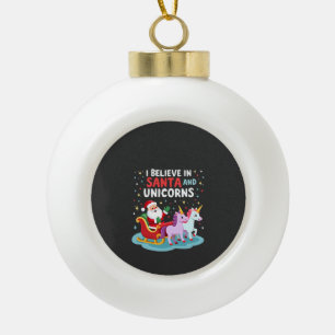 Adorno De Cerámica Tipo Bola Navidad Creo En Santa Y Unicornios Divertido Xm