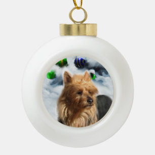 Adorno De Cerámica Tipo Bola Navidad de Terrier australiano