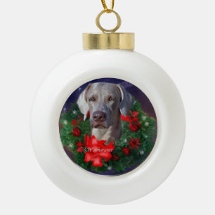 Adorno De Cerámica Tipo Bola Navidad de Weimaraner