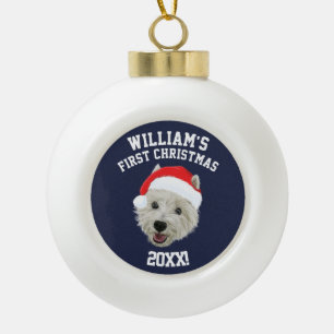 Adorno De Cerámica Tipo Bola Navidad del oeste personalizado Santa de Terrier