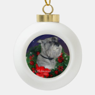 Adorno De Cerámica Tipo Bola Navidad del Schnauzer estándar