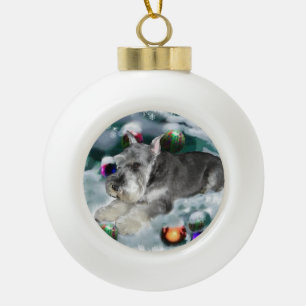 Adorno De Cerámica Tipo Bola Navidad del Schnauzer miniatura