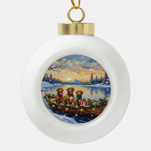 Adorno De Cerámica Tipo Bola Navidad en Barco Vizsla Fiesta