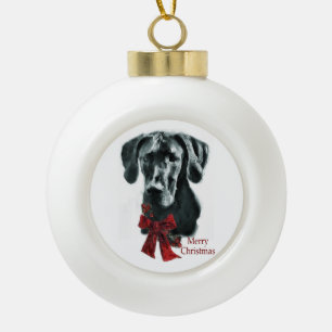 Adorno De Cerámica Tipo Bola Navidad negro de great dane