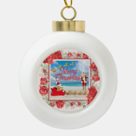 Adorno De Cerámica Tipo Bola Navidad Peluda y Brillante