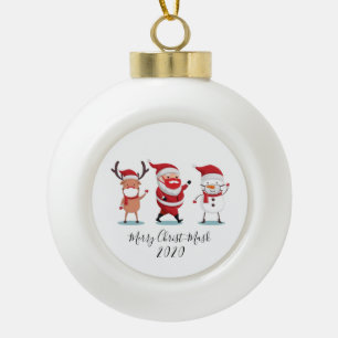Adorno De Cerámica Tipo Bola Navidades 2020 Merry Christmask Script Quarantine