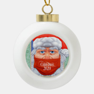 Adorno De Cerámica Tipo Bola Navidades 2020 Santa Claus en máscara