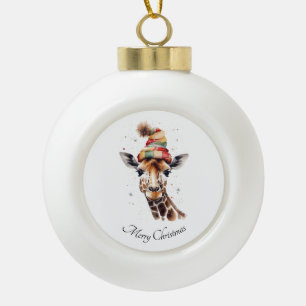 Adorno De Cerámica Tipo Bola Navidades acogedores Giraffe, personalizado