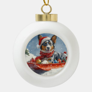 Adorno De Cerámica Tipo Bola Navidades australianos de Kelpie en la cordillera