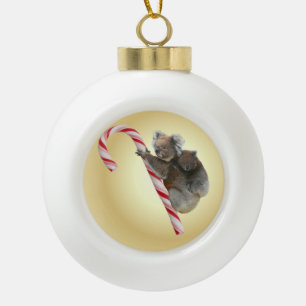 Adorno De Cerámica Tipo Bola Navidades australianos de Koala Candy Cane