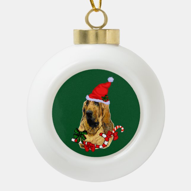 Adorno De Cerámica Tipo Bola Navidades Bloodhound (Anverso)