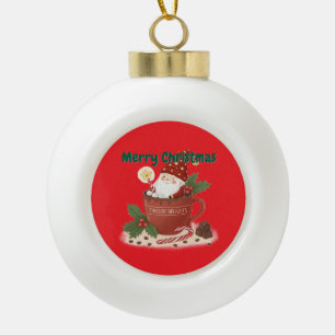 Adorno De Cerámica Tipo Bola Navidades cómodos Elf en una taza de café caliente