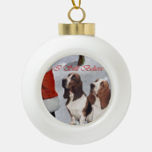 Adorno De Cerámica Tipo Bola Navidades de Basset Hound