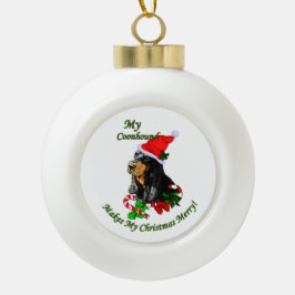 Adorno De Cerámica Tipo Bola Navidades de Black and Tan Coonhound