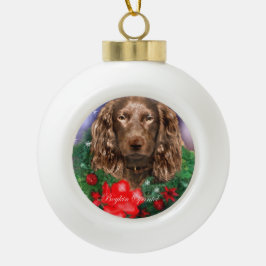 Adorno De Cerámica Tipo Bola Navidades de Boykin Spaniel