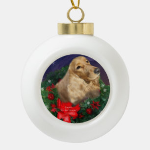 Adorno De Cerámica Tipo Bola Navidades de Cocker Spaniel inglés