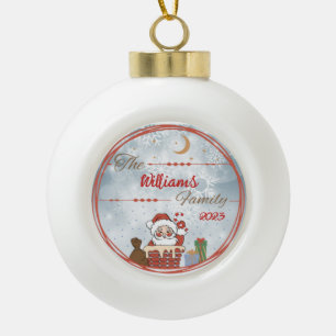 Adorno De Cerámica Tipo Bola Navidades de familia bajan la chimenea