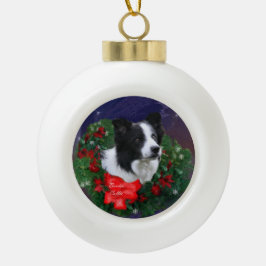 Adorno De Cerámica Tipo Bola Navidades de Frontera Collie Wreath Gifts