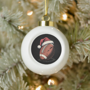 Adorno De Cerámica Tipo Bola Navidades de fútbol americano Santa Hat Sports