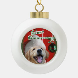 Adorno De Cerámica Tipo Bola Navidades de Golden Retriever
