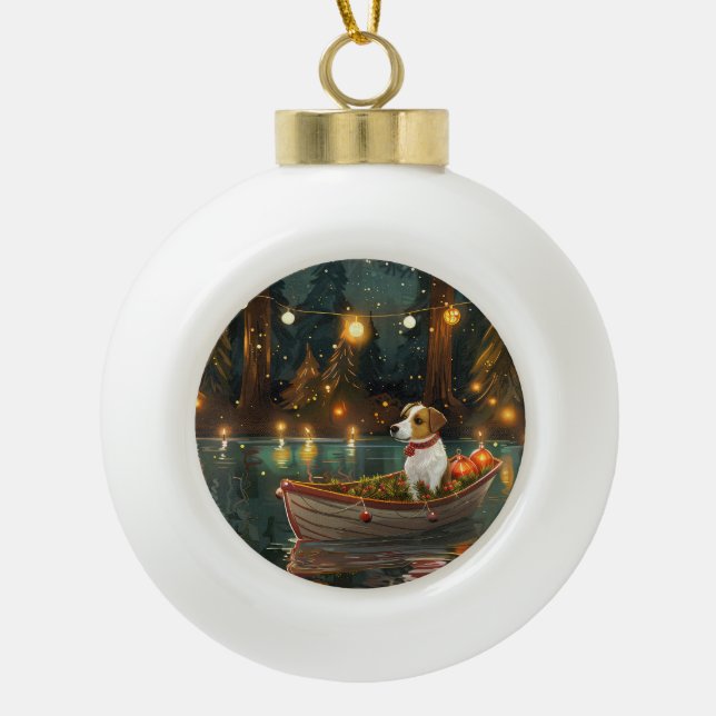 Adorno De Cerámica Tipo Bola Navidades de Jack Russell (Anverso)