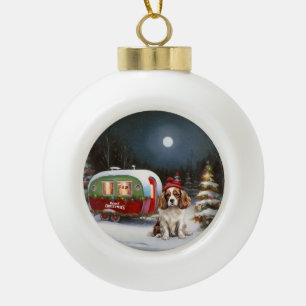 Adorno De Cerámica Tipo Bola Navidades de la Caravana Cavalier King Charles Spa