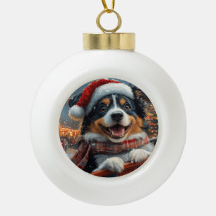 Adorno De Cerámica Tipo Bola Navidades de la Pascua de Roller de Perro de Pasto