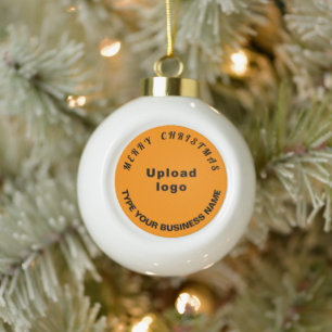 Adorno De Cerámica Tipo Bola Navidades de negocios color Naranja sobre blanco