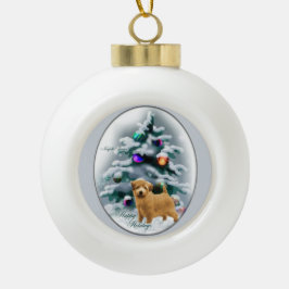 Adorno De Cerámica Tipo Bola Navidades de Norfolk Terrier